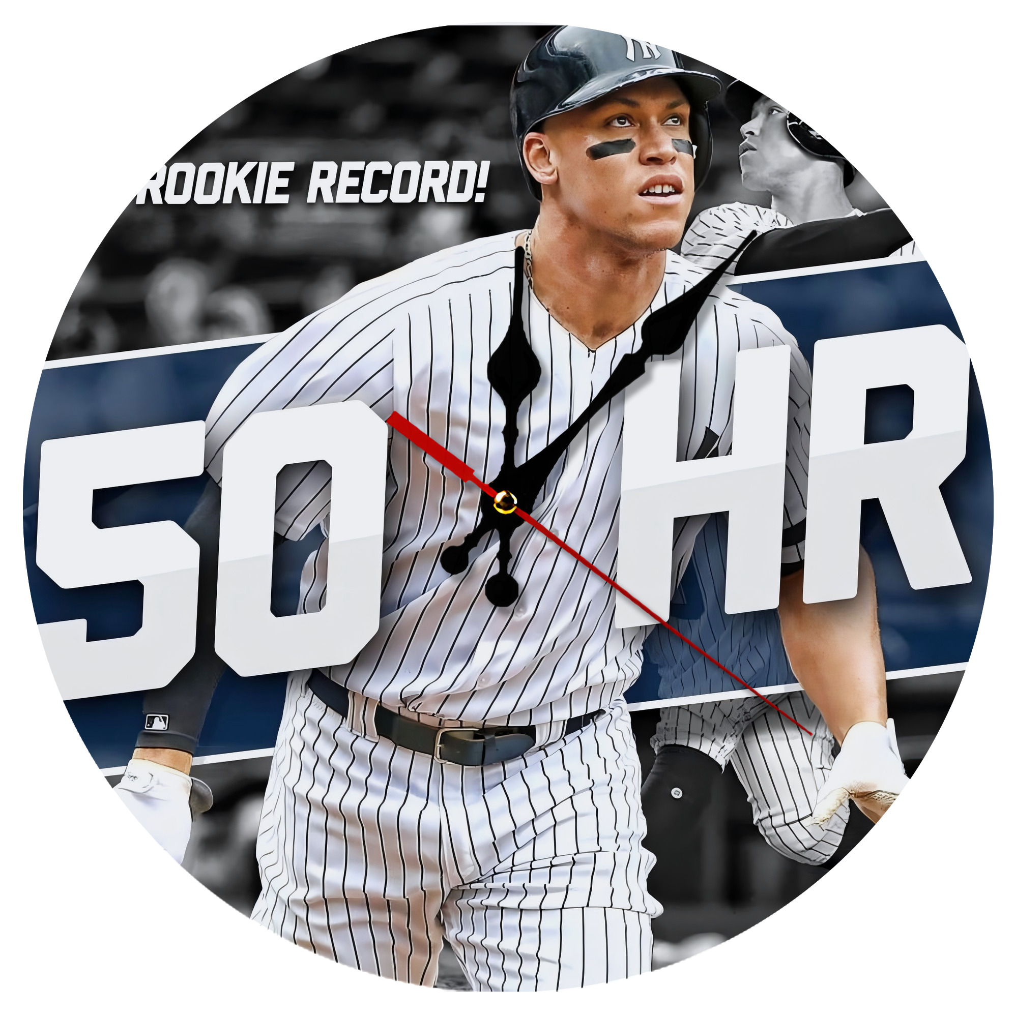 Aaron Judge 50 Home Runs 2 Silent Round Wall Clock – Modern & Stylish DIY Design, Durable Wood Construction, Easy To Install – Perfect For Office, Bedroom, Living Room, And More